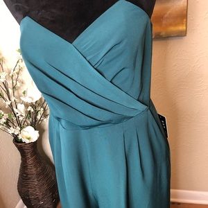 TAILORED::: EXPRESS DEEP TEAL SWEETHEART WIDE LEG/ CULOTTE/ JUMPSUIT